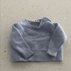 Marni Light Blue Knit Logo Sweater for Kids
